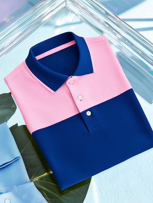 Men's Business Casual Embroidered    Button Short Sleeve Polo Shirt
