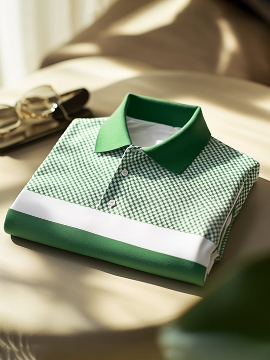 Men's Classic Business Logo Button Short Sleeve Polo Shirt