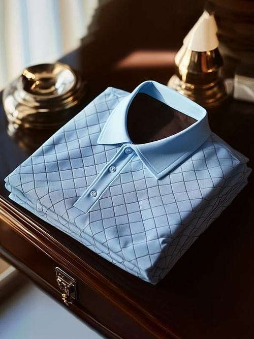 Men's Classic Business Diamond Logo Button Short Sleeve Polo Shirt
