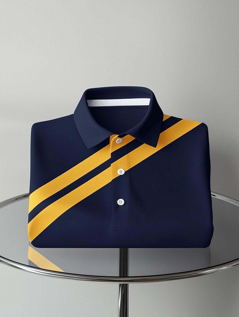 Men's Business Casual Embroidered    Button Short Sleeve Polo Shirt