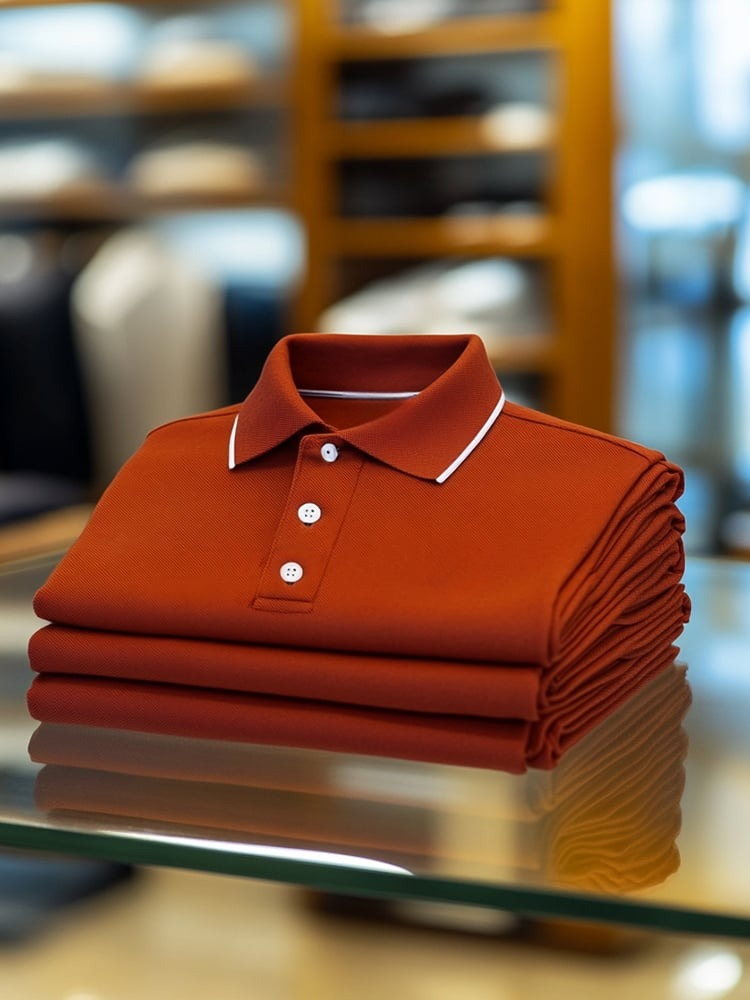 Men's Business Casual Logo Button Short Sleeve Polo Shirt