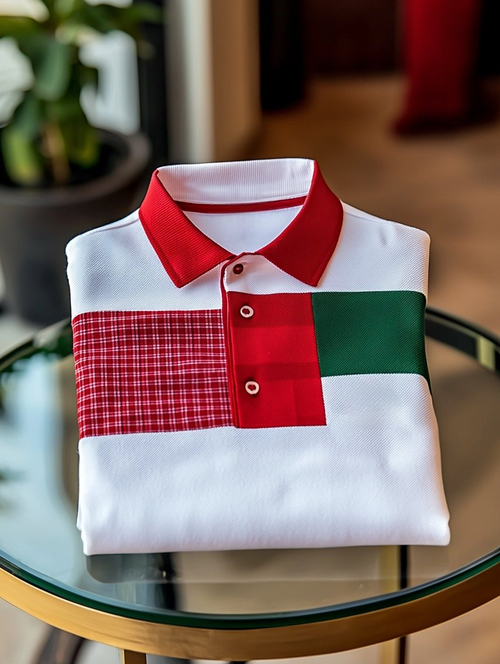 Men's Business Casual Fish Embroidered Button Short Sleeve Polo Shirt