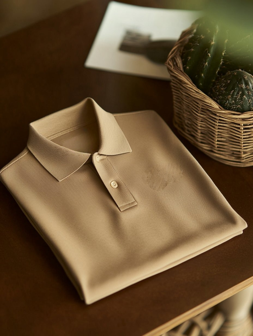 Men's Business Casual Fish Embroidered Button Short Sleeve Polo Shirt