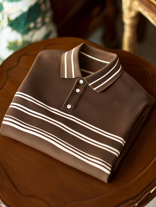 Men's Business Casual Fish Embroidered Button Short Sleeve Polo Shirt