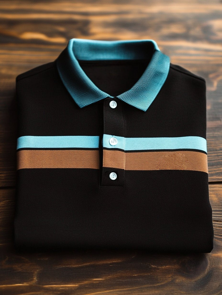 Men's Business Casual Fish Embroidered Button Short Sleeve Polo Shirt
