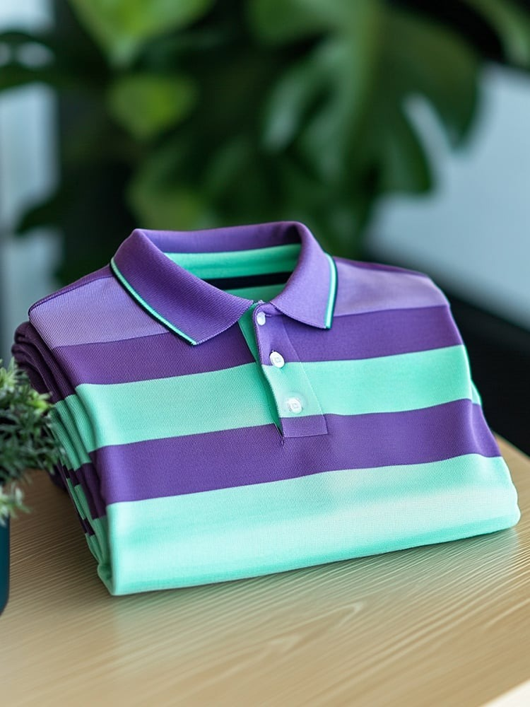 Men's Business Casual Logo Button Short Sleeve Polo Shirt