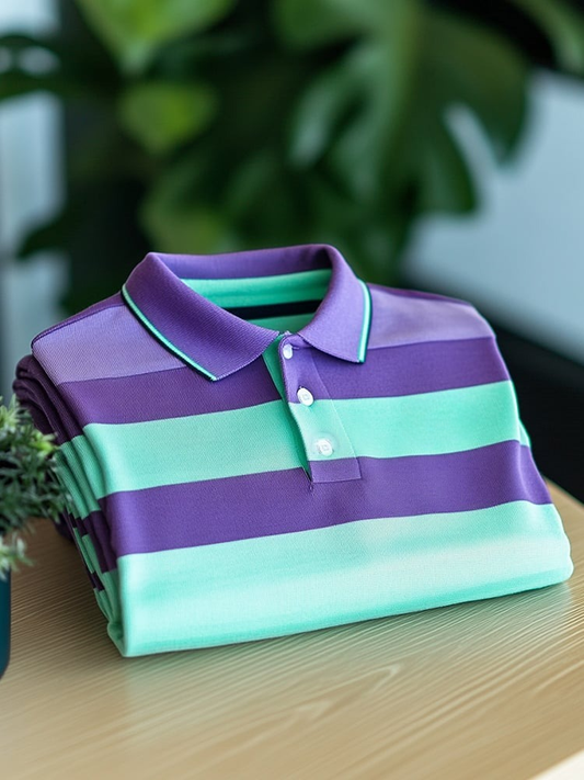 Men's Business Casual Logo Button Short Sleeve Polo Shirt