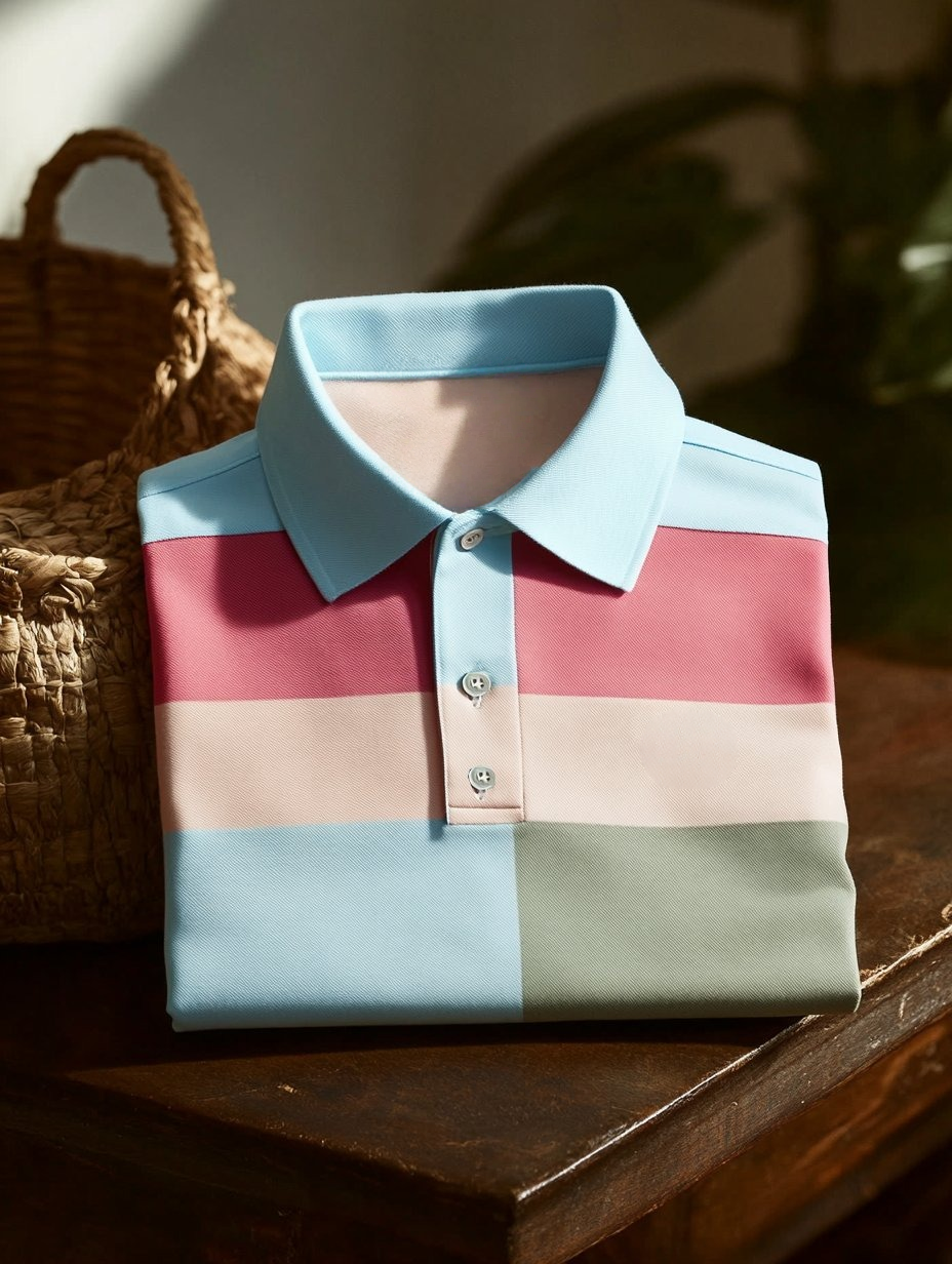 Men's Business Casual Fish Embroidered Button Short Sleeve Polo Shirt