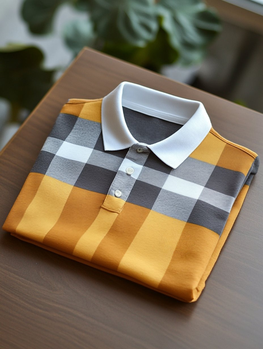 Men's Business Casual Fish Embroidered Button Short Sleeve Polo Shirt