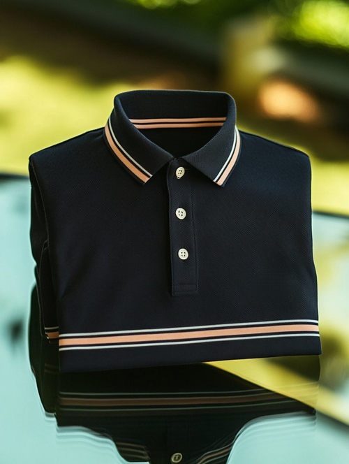 Men's Business Casual Fish Embroidered Button Short Sleeve Polo Shirt