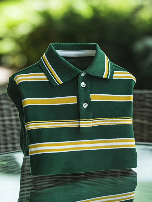 Men's Business Casual Fish Embroidered Button Short Sleeve Polo Shirt
