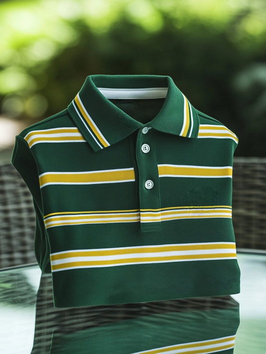 Men's Business Casual Fish Embroidered Button Short Sleeve Polo Shirt