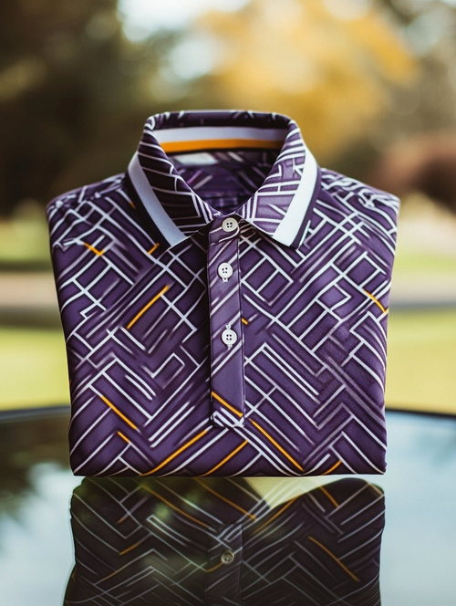 Men's Business Casual Fish Embroidered Button Short Sleeve Polo Shirt