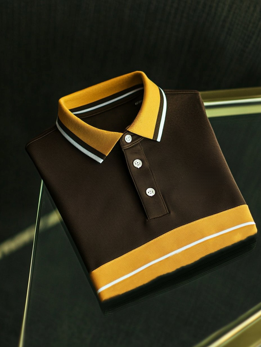 Men's Business Casual Fish Embroidered Button Short Sleeve Polo Shirt