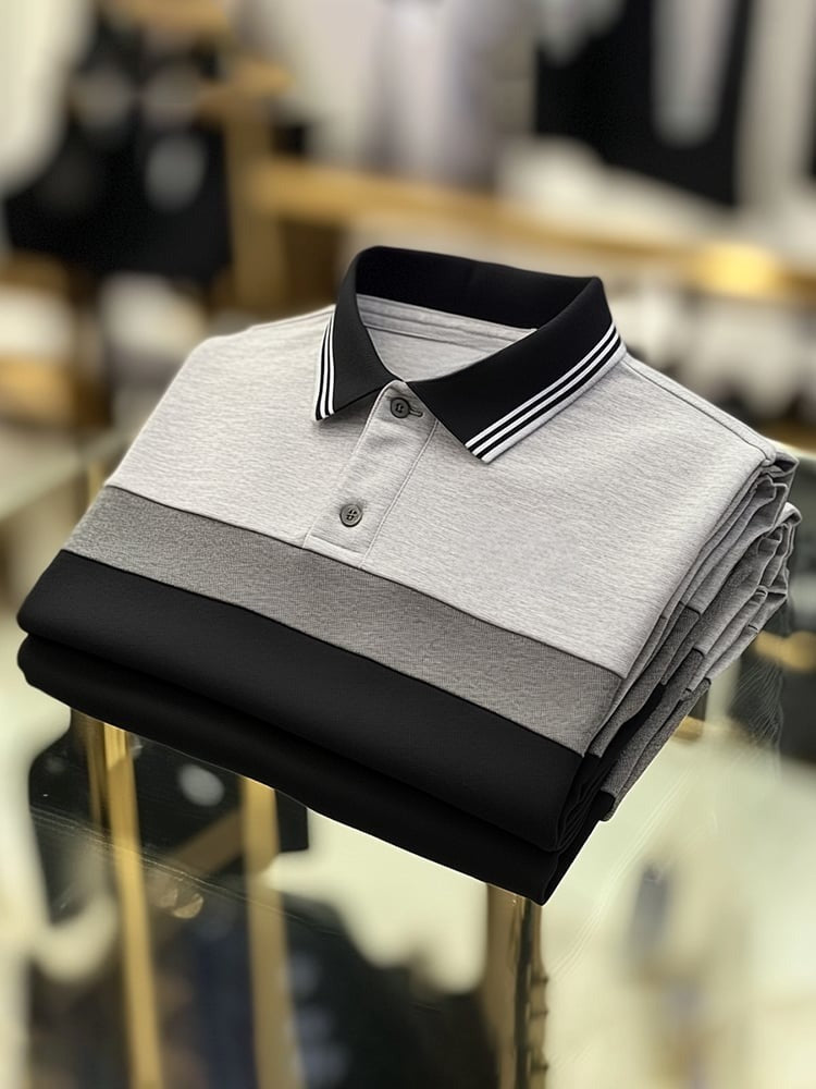 Men's Business Logo Button-Down Short Sleeve Polo Shirt
