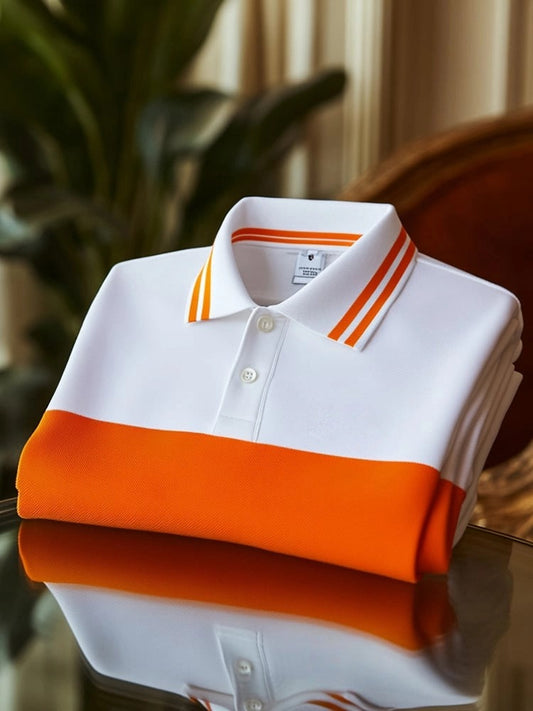Men's Business Logo Button-Down Short Sleeve Polo Shirt