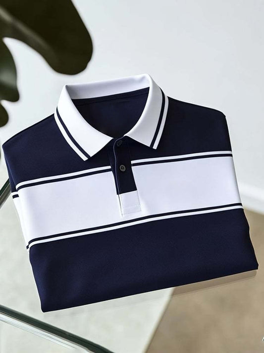 Men's Business Logo Button-Down Short Sleeve Polo Shirt