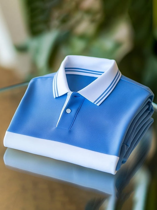 Men's Business Logo Button-Down Short Sleeve Polo Shirt