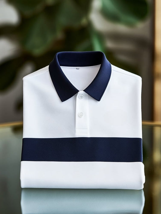 Men's Business Logo Button-Down Short Sleeve Polo Shirt