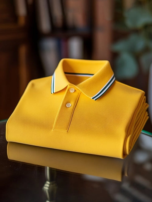 Men's Business Logo Button-Down Short Sleeve Polo Shirt