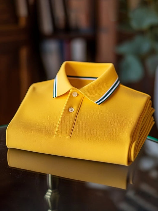 Men's Business Logo Button-Down Short Sleeve Polo Shirt