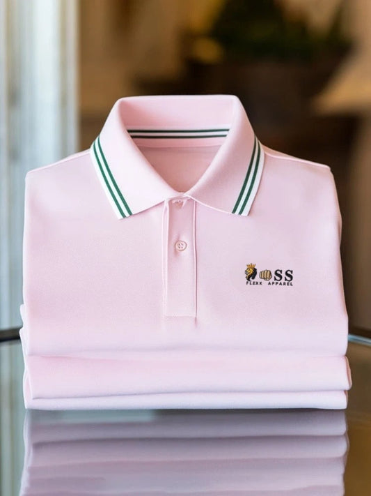 Men's Business Logo Button-Down Short Sleeve Polo Shirt
