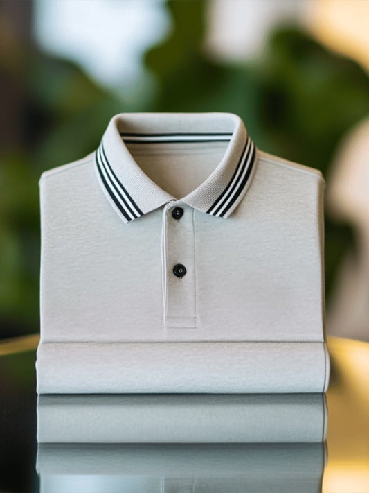 Men's Business Casual Logo Button Short Sleeve Polo Shirt
