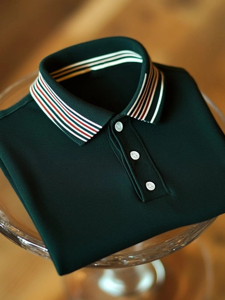 Men's Business Casual Button Short Sleeve Polo Shirt