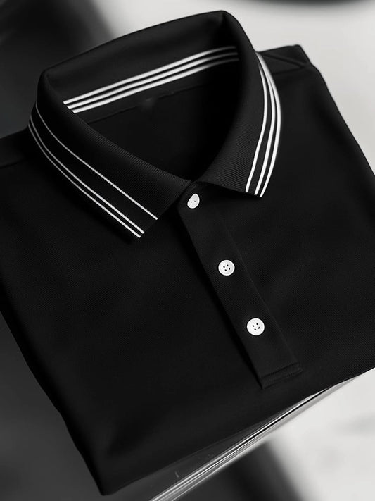 Men's Business Casual Logo Button Short Sleeve Polo Shirt