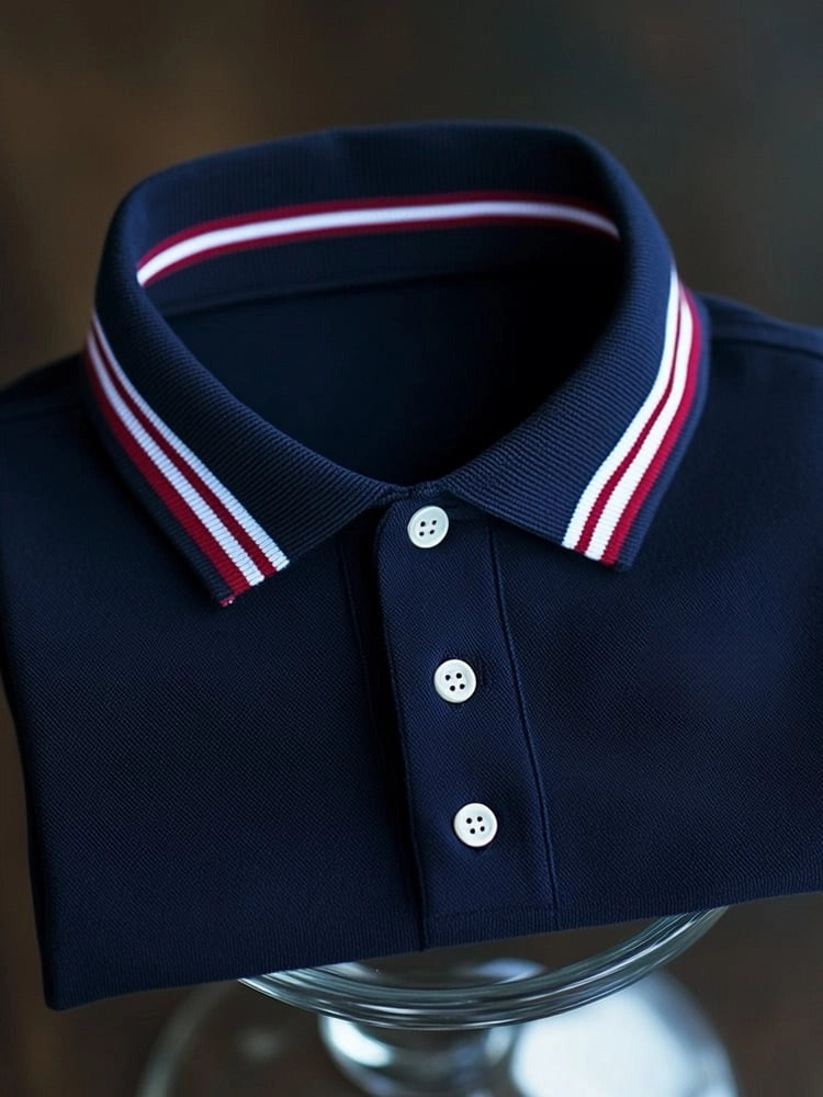 Men's Business Casual Button Short Sleeve Polo Shirt