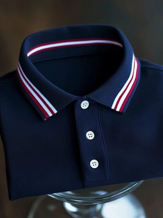 Men's Business Casual Button Short Sleeve Polo Shirt