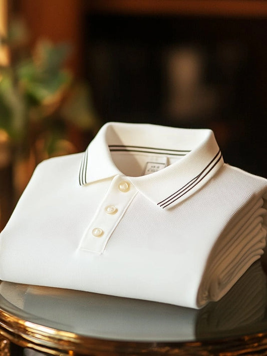 Men's Business Casual Button Short Sleeve Polo Shirt