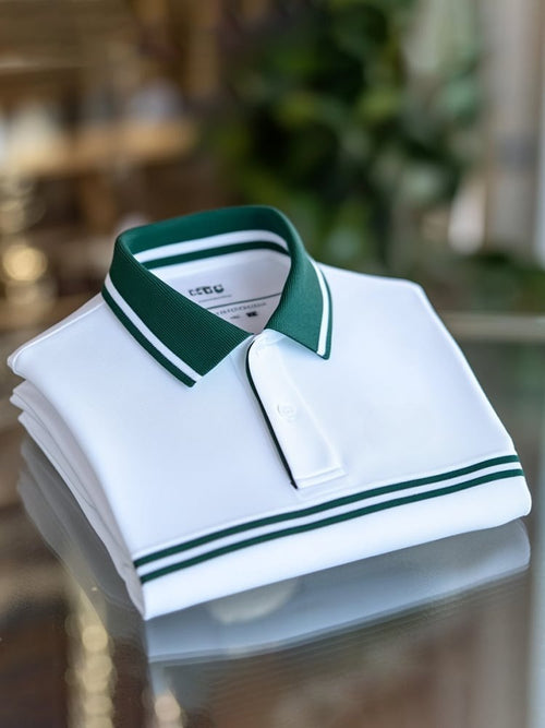 Men's Business Casual Logo Button Short Sleeve Polo Shirt