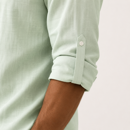 Fashioninprint Men's Breathable Linen Look Henley Shirt