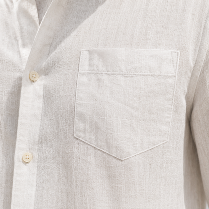 Fashioninprint Men’s Lightweight Textured Cotton Linen Long Sleeve Shirt