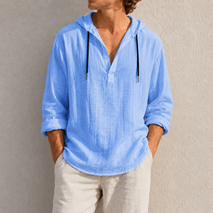 Fashioninprint Men's Fashion Retro Long Sleeve Loose Casual Henley Shirts