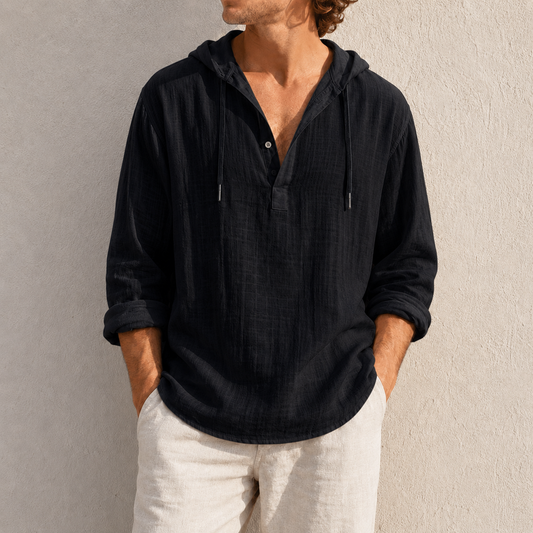 Fashioninprint Men's Fashion Retro Long Sleeve Loose Casual Henley Shirts