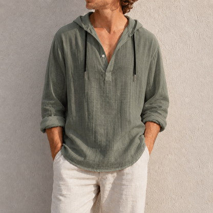 Fashioninprint Men's Fashion Retro Long Sleeve Loose Casual Henley Shirts