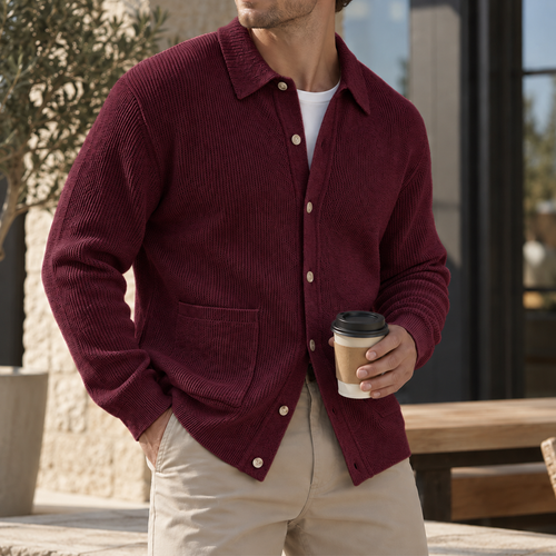Mivanity Men's Premium Textured Knit Cardigan Sweater Relaxed Fit Button Front Casual Layer