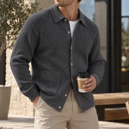 Mivanity Men's Premium Textured Knit Cardigan Sweater Relaxed Fit Button Front Casual Layer