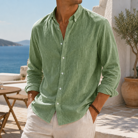 Fashioninprint Stylish Breathable Linen Casual Everyday Long Sleeve Shirt