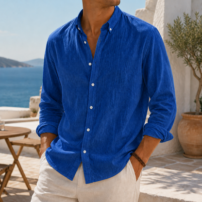 Fashioninprint Stylish Breathable Linen Casual Everyday Long Sleeve Shirt