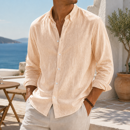 Fashioninprint Stylish Breathable Linen Casual Everyday Long Sleeve Shirt