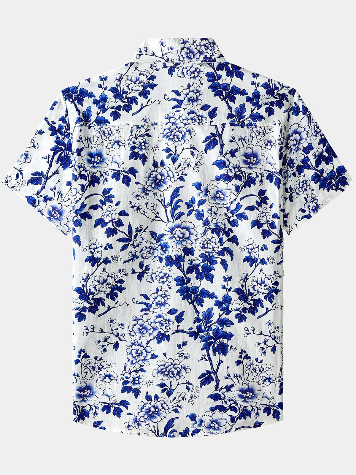 Men’s Blue Floral Short Sleeve Button Down Breathable Cool Casual Summer Shirt