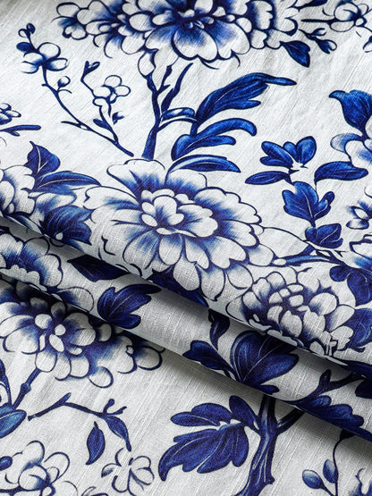 Men’s Blue Floral Short Sleeve Button Down Breathable Cool Casual Summer Shirt