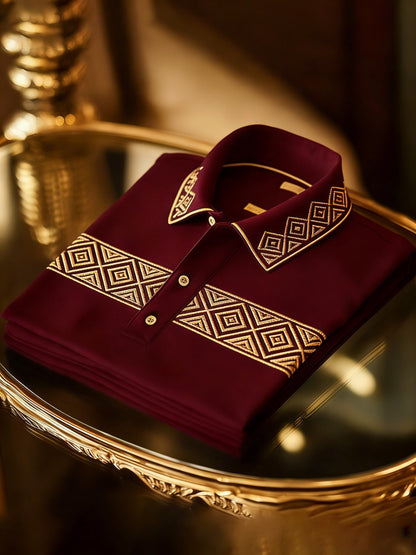 Men's Classic Business Button Short Sleeve Polo Shirt