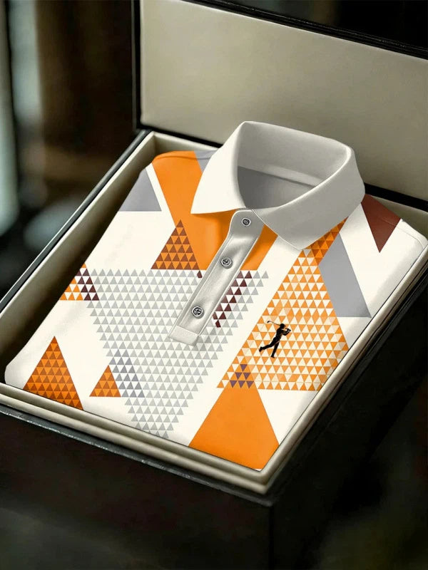 Men's Geometric Golf Sports Short Sleeve Polo Shirts