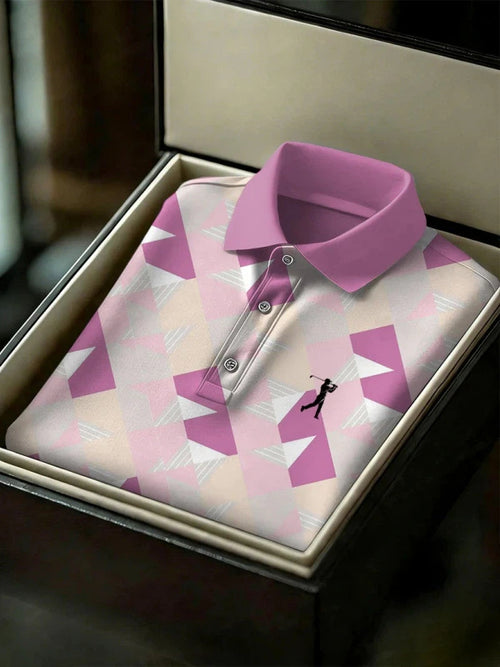 Men's Geometric Golf Sports Short Sleeve Polo Shirts