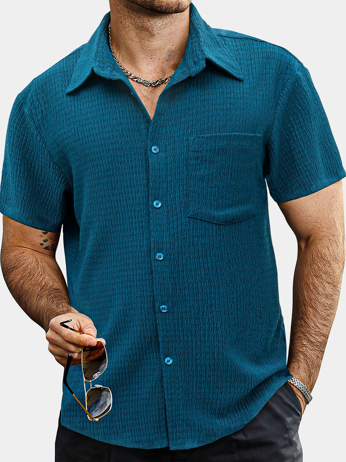 Men's Summer Pocket Casual Short Sleeve Shirt