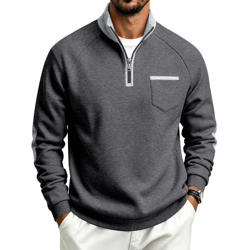 Men's Fleece-Lined Half-Zip Sweatshirt | Warm Long Sleeve Pullover